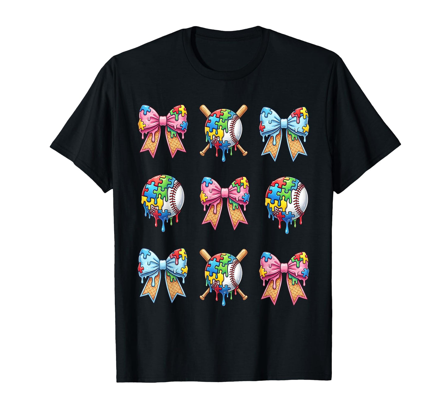 Baseball Sister Puzzle Bow Ice T-Shirt - Casual Everyday Wear Men Women - T-Shirt, Sweatshirt, Hoodie