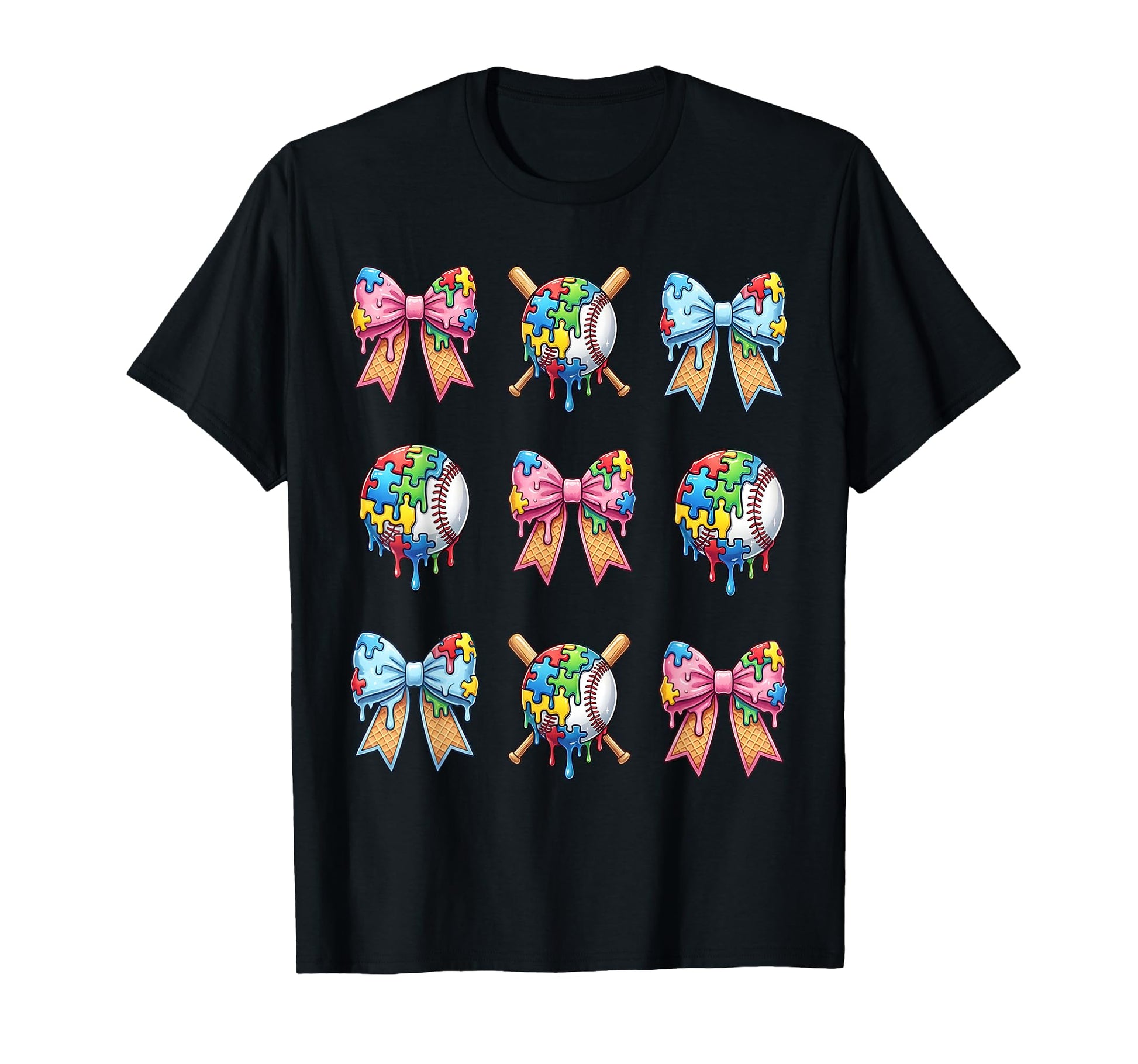 Baseball Sister Puzzle Bow Ice T-Shirt - Casual Everyday Wear Men Women - T-Shirt, Sweatshirt, Hoodie