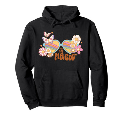Floral Heart Sunglasses Positive Hoodie - Minimalist Print Men Women - T-Shirt, Sweatshirt, Hoodie