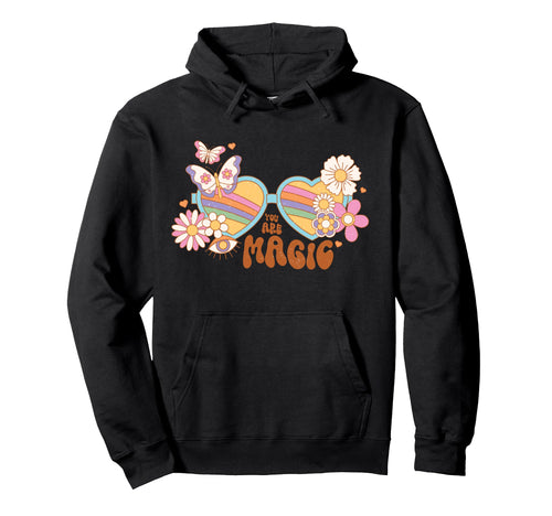 Floral Heart Sunglasses Positive Hoodie - Minimalist Print Men Women - T-Shirt, Sweatshirt, Hoodie