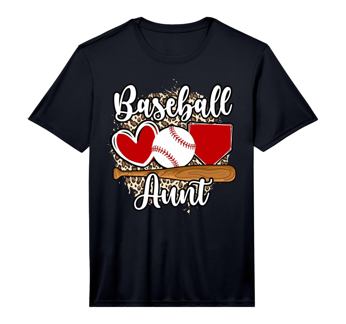 Mens Baseball Aunt Leopard Aunt T-Shirt - Trendy Graphic for Adults - T-Shirt, Sweatshirt, Hoodie