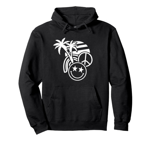 Palm Trees Peace Sign Rainbow Star Hoodie - Minimalist Print for Adults - T-Shirt, Sweatshirt, Hoodie
