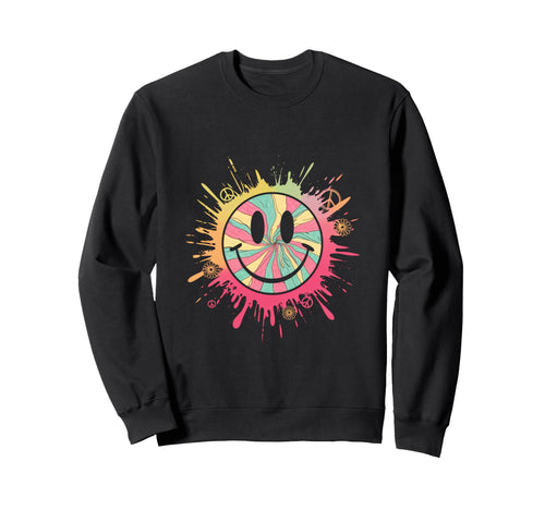 Peace Smile Hippie Groovy Festival Sweatshirt - Custom Art Print Unisex - T-Shirt, Sweatshirt, Hoodie