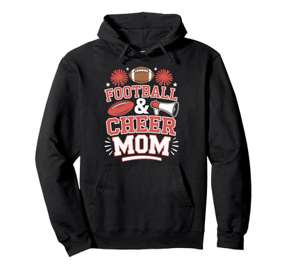 Football And Cheer Mom Game Day Spirit Lover Hoodie - Trendy Graphic Unisex - T-Shirt, Sweatshirt, Hoodie