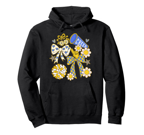 Blue Gold Cheer Football Game Day Hoodie - Custom Art Print for Adults - T-Shirt, Sweatshirt, Hoodie