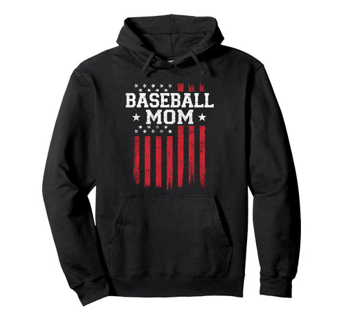 Baseball Mom Proud American Flag Usa Hoodie - Graphic Print Men Women - T-Shirt, Sweatshirt, Hoodie