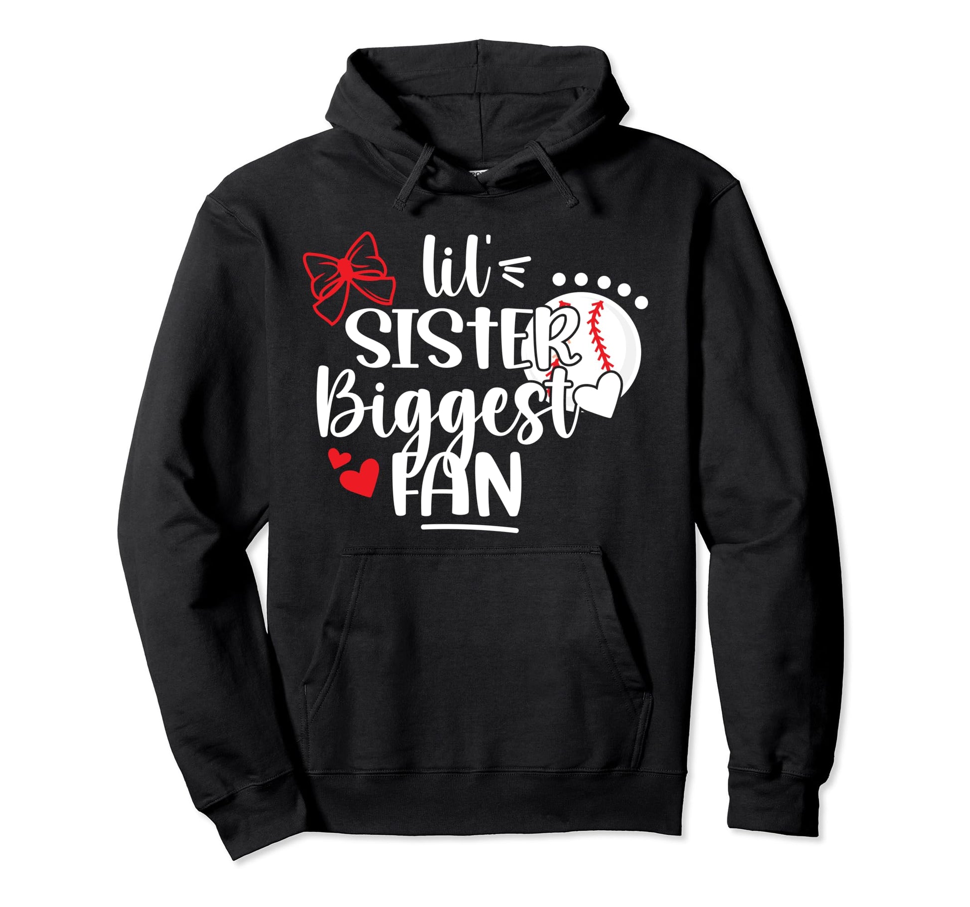 Lil Sister Baseball Sister Baseball Hoodie - Fun Novelty Design Men Women - T-Shirt, Sweatshirt, Hoodie