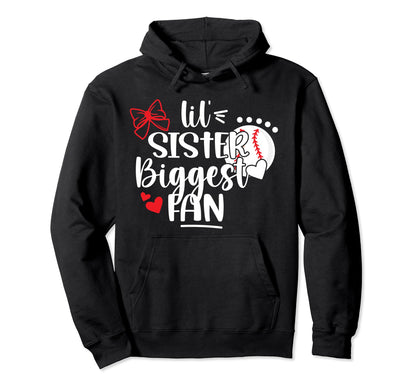 Lil Sister Baseball Sister Baseball Hoodie - Fun Novelty Design Men Women - T-Shirt, Sweatshirt, Hoodie