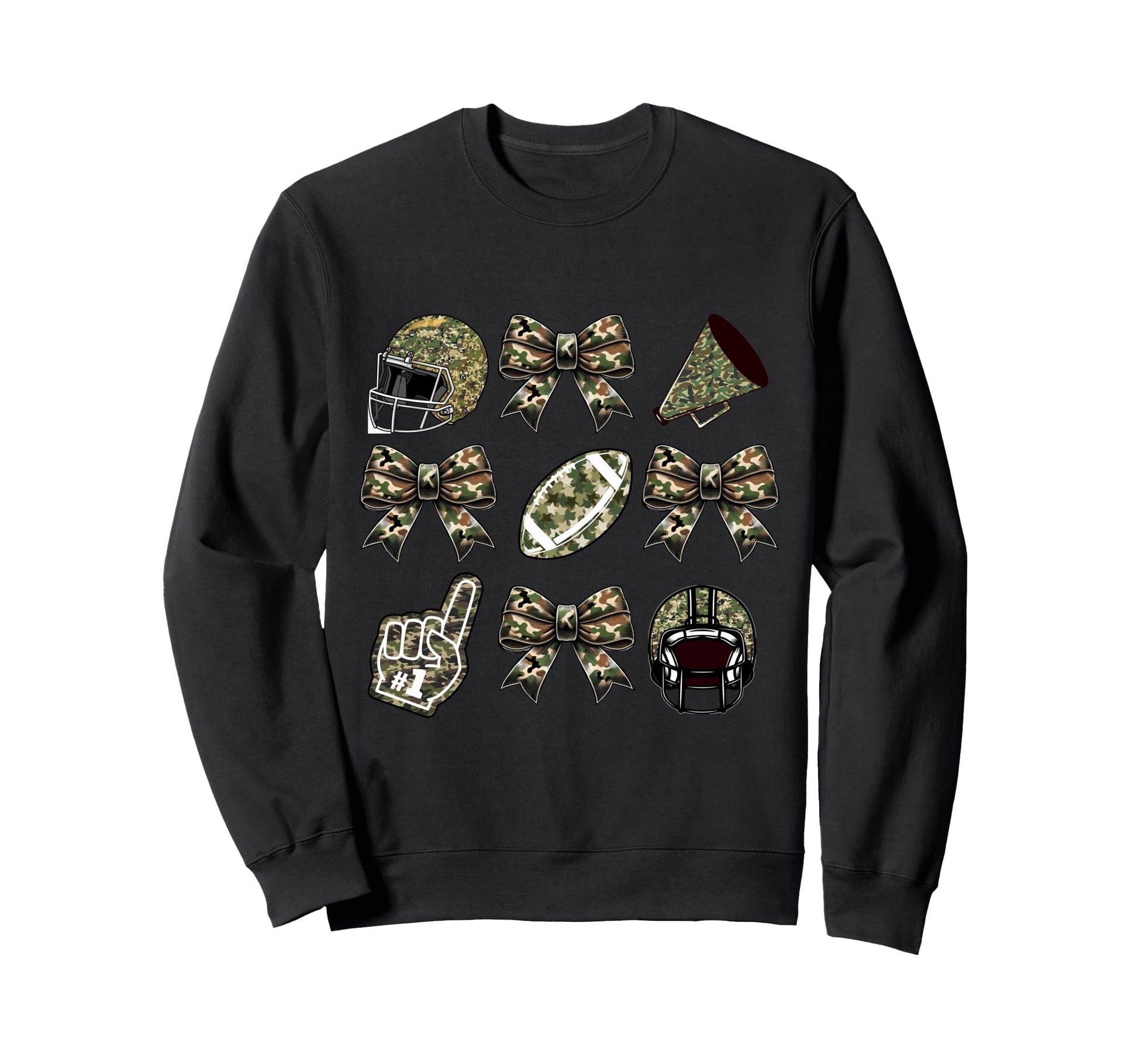 Camo Football Coquette Bow Football Sweatshirt - Trendy Graphic for Adults - T-Shirt, Sweatshirt, Hoodie