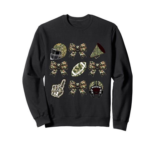 Camo Football Coquette Bow Football Sweatshirt - Trendy Graphic for Adults - T-Shirt, Sweatshirt, Hoodie