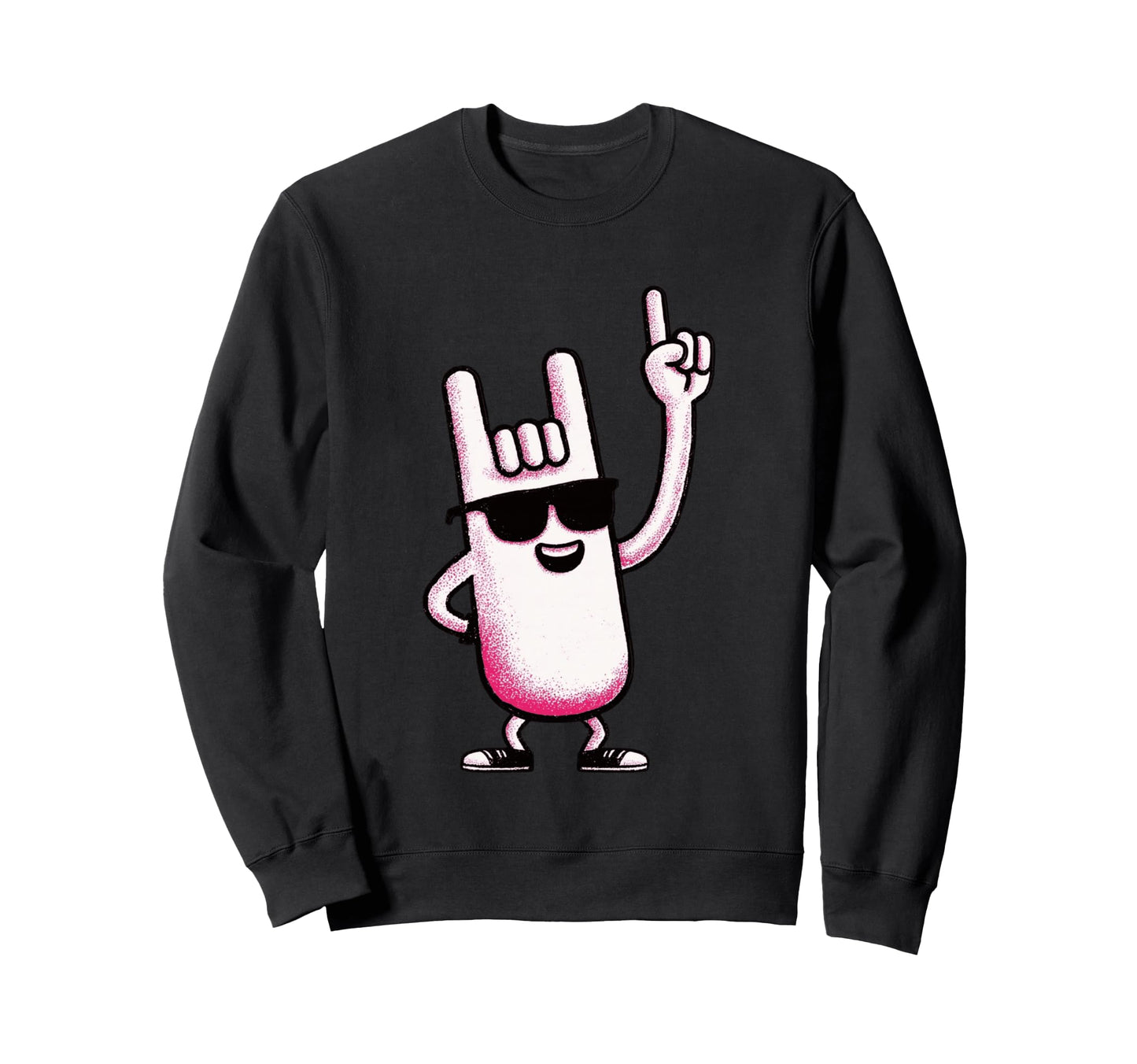 Mascot Rock Hand Sign Pointing Finger Sweatshirt - Custom Art Print Unisex - T-Shirt, Sweatshirt, Hoodie