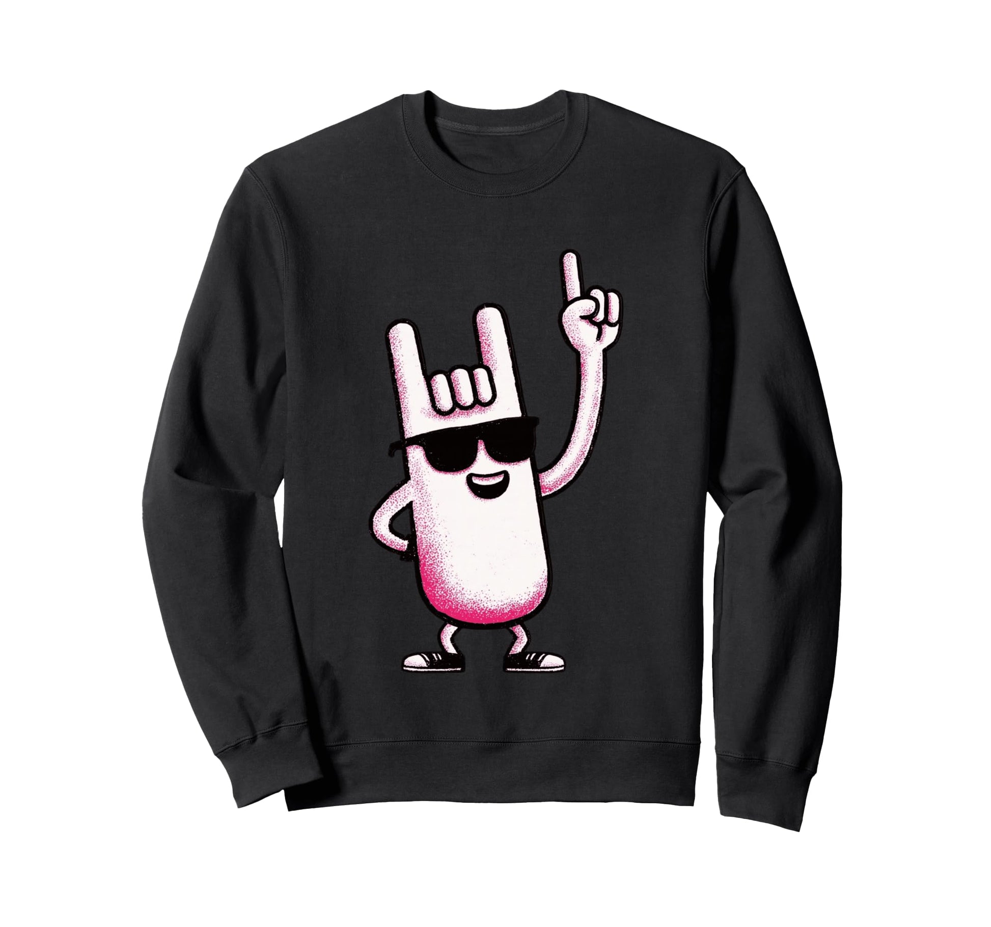 Mascot Rock Hand Sign Pointing Finger Sweatshirt - Custom Art Print Unisex - T-Shirt, Sweatshirt, Hoodie