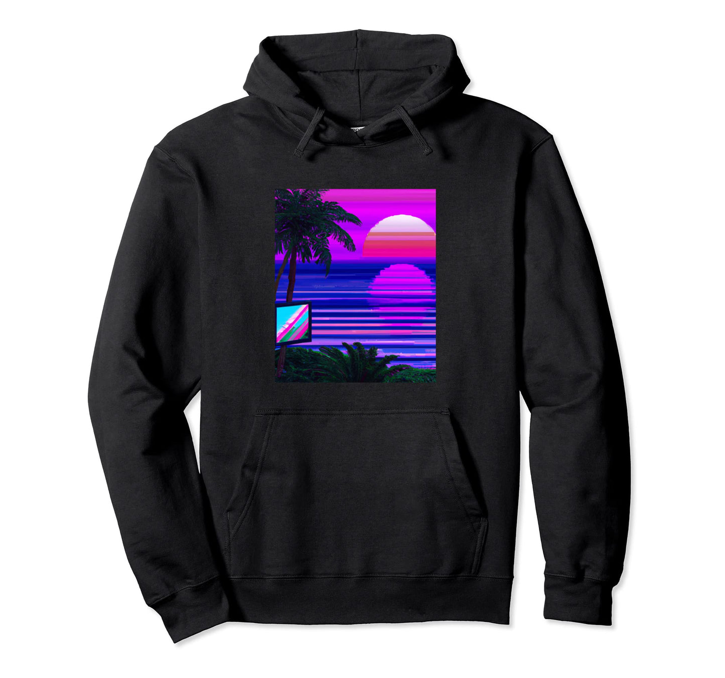 Vaporwave Sunset Synthwave Sun Palm Tree Hoodie - Streetwear Style Unisex - T-Shirt, Sweatshirt, Hoodie