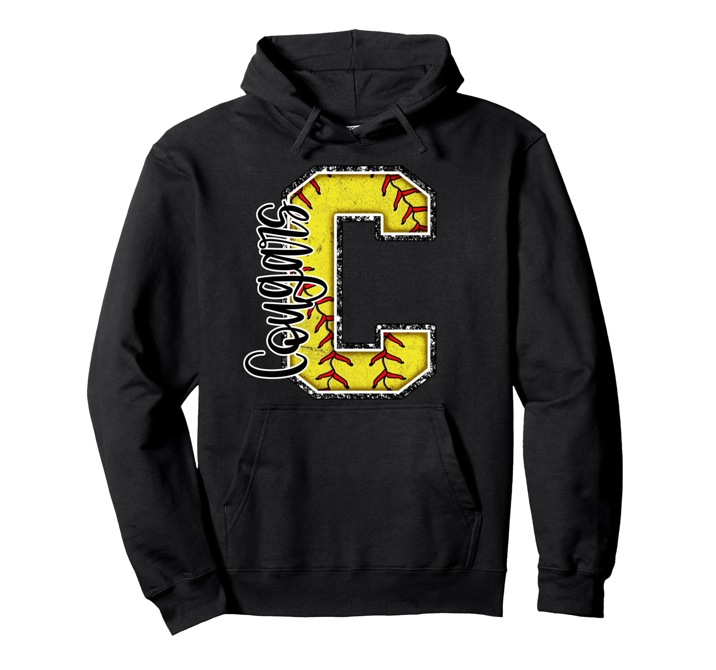 Cougars Softball Mom Game Day Mascot Hoodie - Custom Art Print Unisex - T-Shirt, Sweatshirt, Hoodie