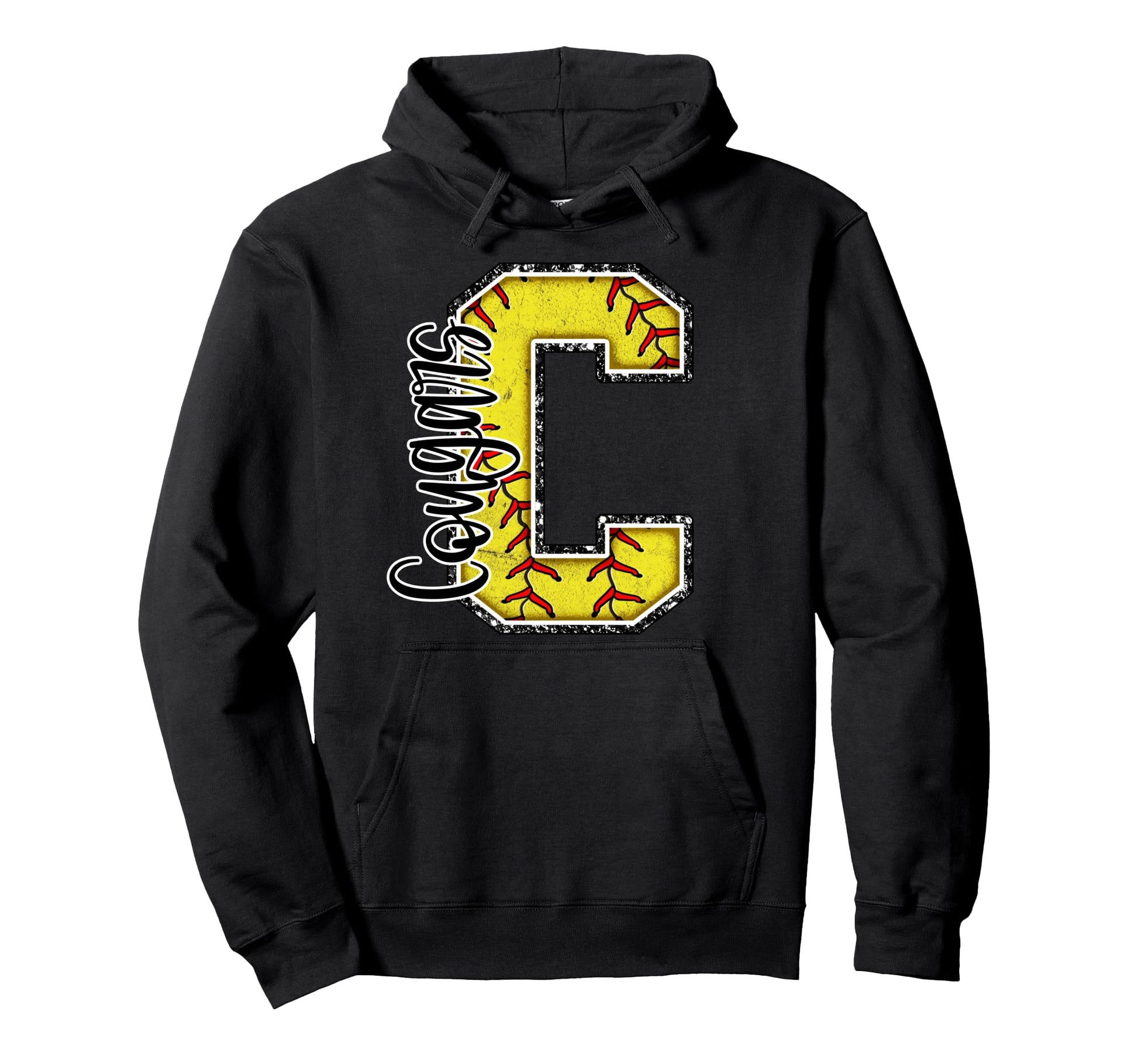 Cougars Softball Mom Game Day Mascot Hoodie - Custom Art Print Unisex - T-Shirt, Sweatshirt, Hoodie