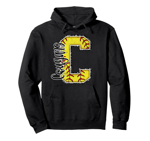 Cougars Softball Mom Game Day Mascot Hoodie - Custom Art Print Unisex - T-Shirt, Sweatshirt, Hoodie