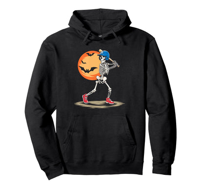 Skeleton Baseball Bats Halloween Skeleton Hoodie - Graphic Print for Adults - T-Shirt, Sweatshirt, Hoodie