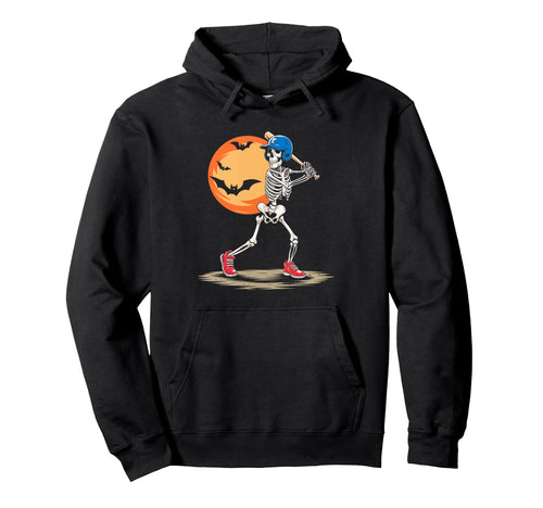 Skeleton Baseball Bats Halloween Skeleton Hoodie - Graphic Print for Adults - T-Shirt, Sweatshirt, Hoodie