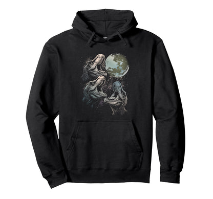 Three Velociraptor Dinosaur Howling Hoodie - Fun Novelty Design Men Women - T-Shirt, Sweatshirt, Hoodie