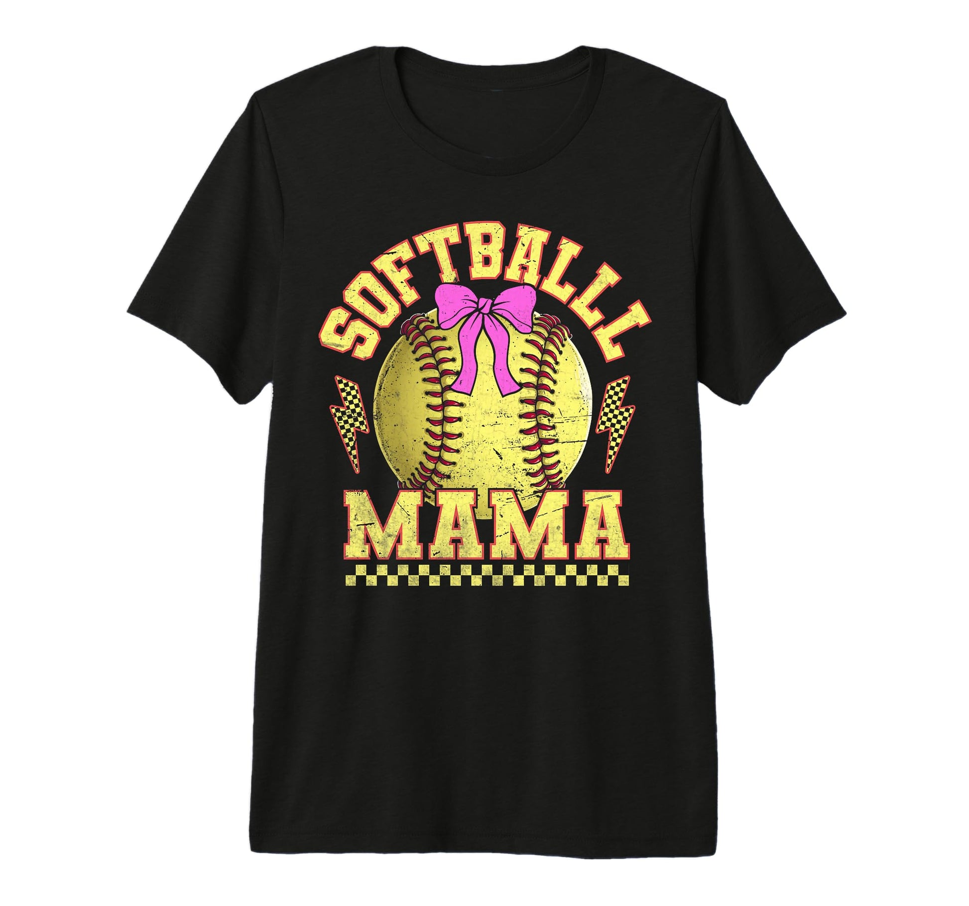 Checkered Softball Mama Sports Mom Game T-Shirt - Trendy Graphic Men Women - T-Shirt, Sweatshirt, Hoodie