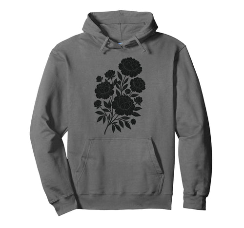 Linocut Flower Block Peonies Boho Hoodie - Custom Art Print Men Women - T-Shirt, Sweatshirt, Hoodie