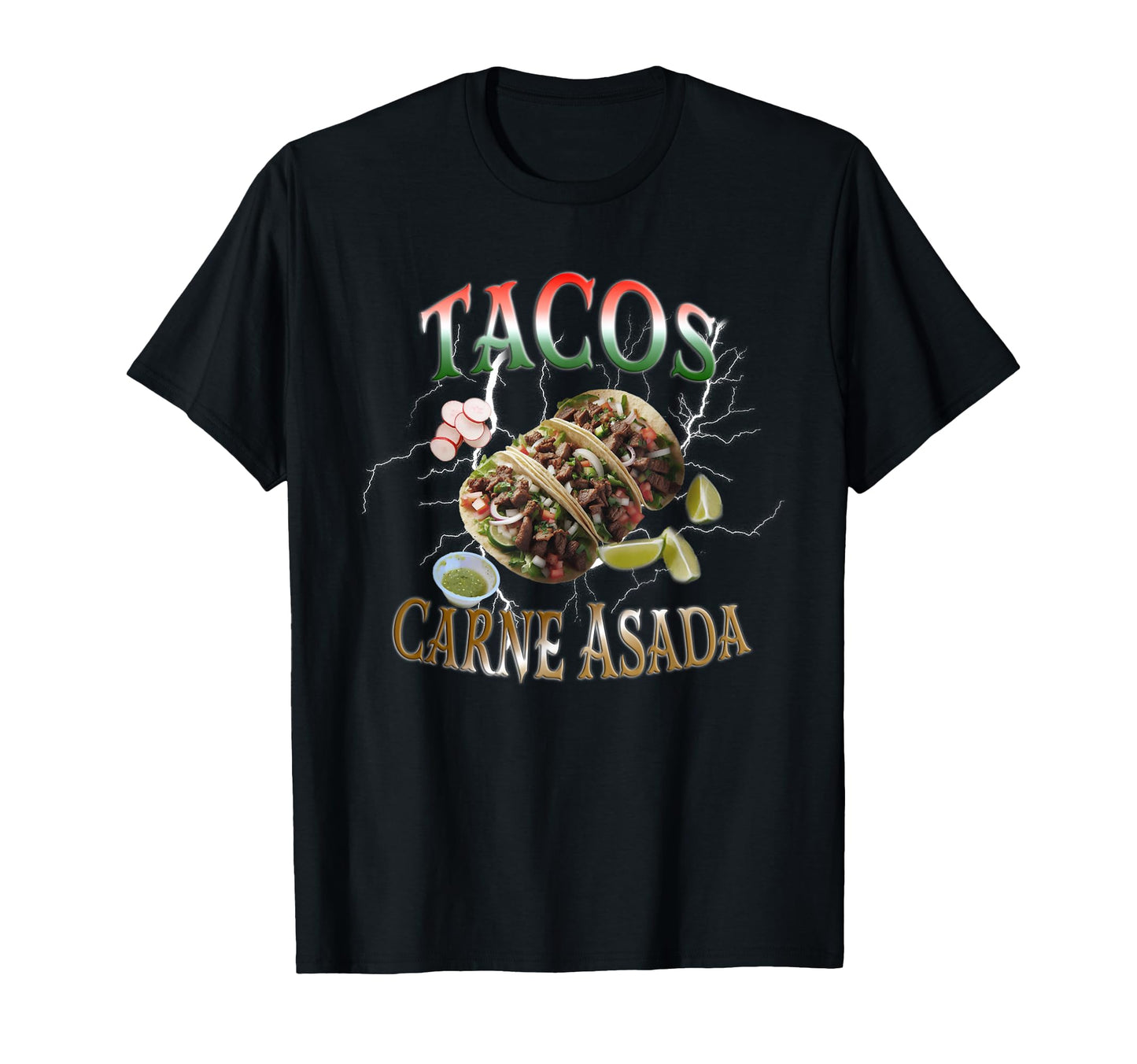 Tacos Carne Asada Bootleg Rap 90S T-Shirt - Trendy Graphic for Adults - T-Shirt, Sweatshirt, Hoodie