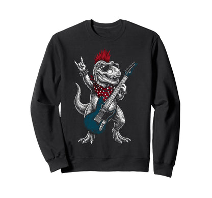 Funny T Rex Dino Playing Guitar Usa Sweatshirt - Streetwear Style Unisex - T-Shirt, Sweatshirt, Hoodie