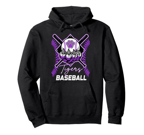 Tigers Baseball Mom Game Day Paw Purple Hoodie - Minimalist Print Unisex - T-Shirt, Sweatshirt, Hoodie