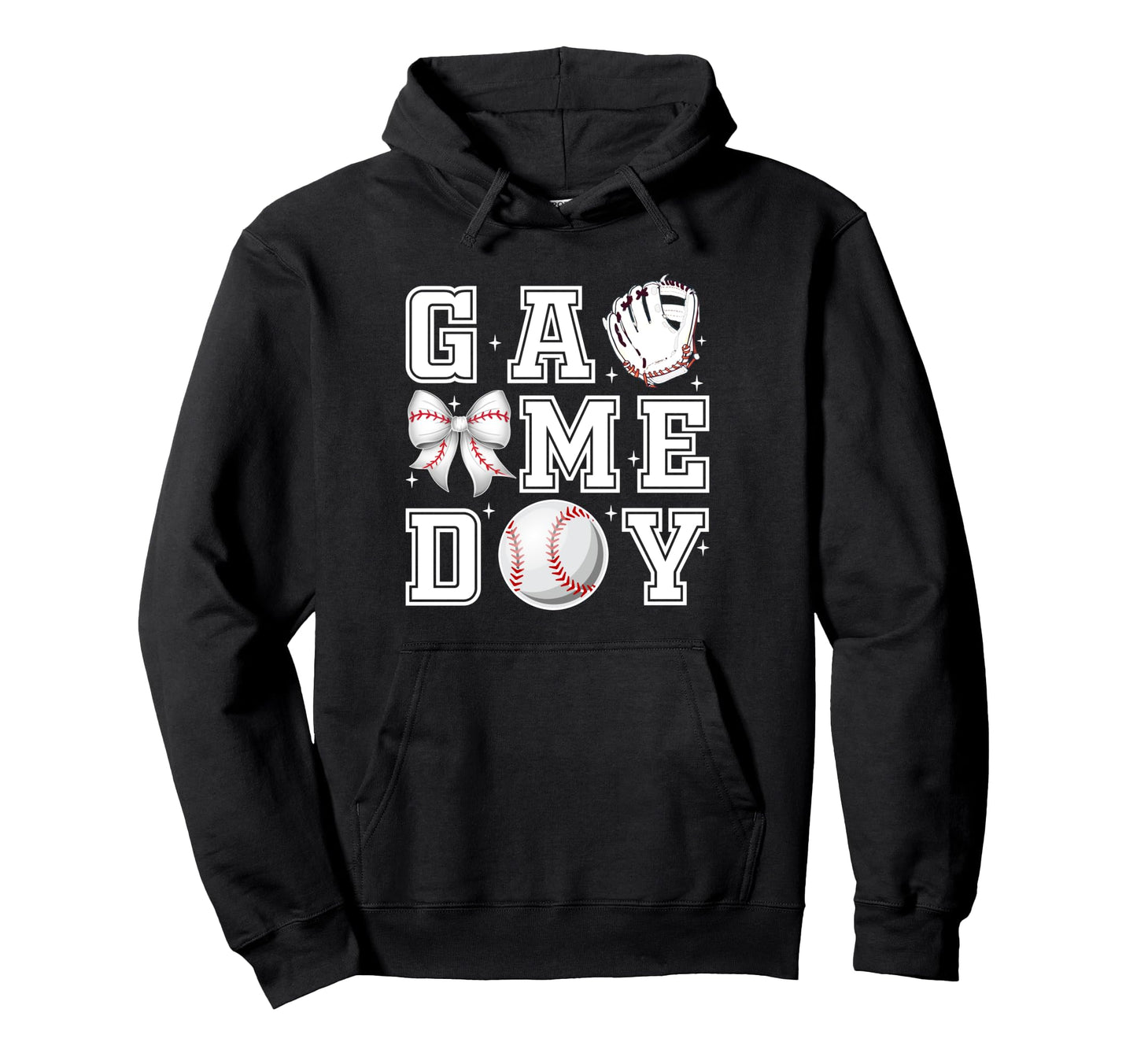Baseball Coquette Bow Gameday Cheer Hoodie - Aesthetic Graphic for Adults - T-Shirt, Sweatshirt, Hoodie
