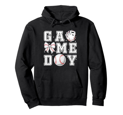 Baseball Coquette Bow Gameday Cheer Hoodie - Aesthetic Graphic for Adults - T-Shirt, Sweatshirt, Hoodie