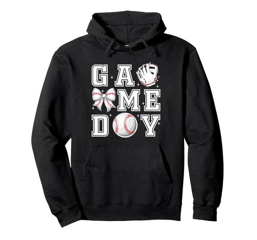 Baseball Coquette Bow Gameday Cheer Hoodie - Aesthetic Graphic for Adults - T-Shirt, Sweatshirt, Hoodie