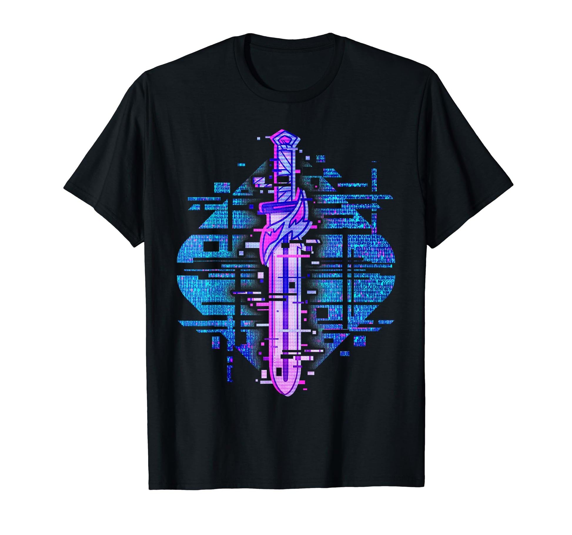 Sword Glitch Vaporwave Aesthetic T-Shirt - Novelty Apparel for Adults - T-Shirt, Sweatshirt, Hoodie