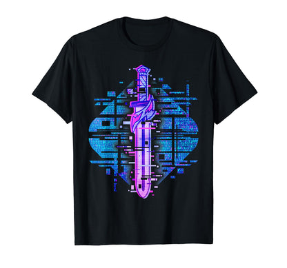 Sword Glitch Vaporwave Aesthetic T-Shirt - Novelty Apparel for Adults - T-Shirt, Sweatshirt, Hoodie