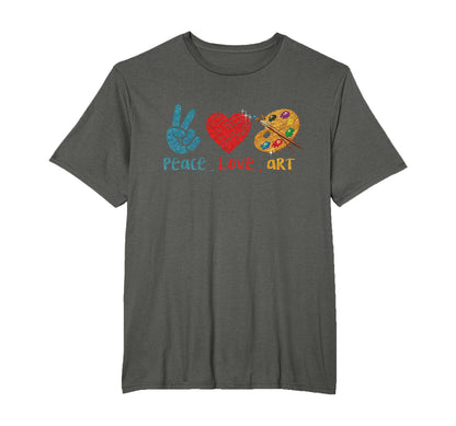 Peace Love Art Painting Palette Art T-Shirt - Custom Art Print for Adults - T-Shirt, Sweatshirt, Hoodie