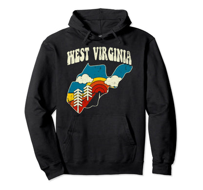 West Virginia State Rainbow Hippie Hoodie - Fun Novelty Design Men Women - T-Shirt, Sweatshirt, Hoodie