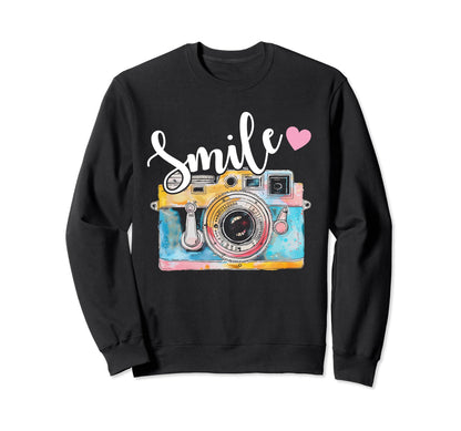 Photographer Smile Camera Funny Sweatshirt - Fun Novelty Design Men Women - T-Shirt, Sweatshirt, Hoodie