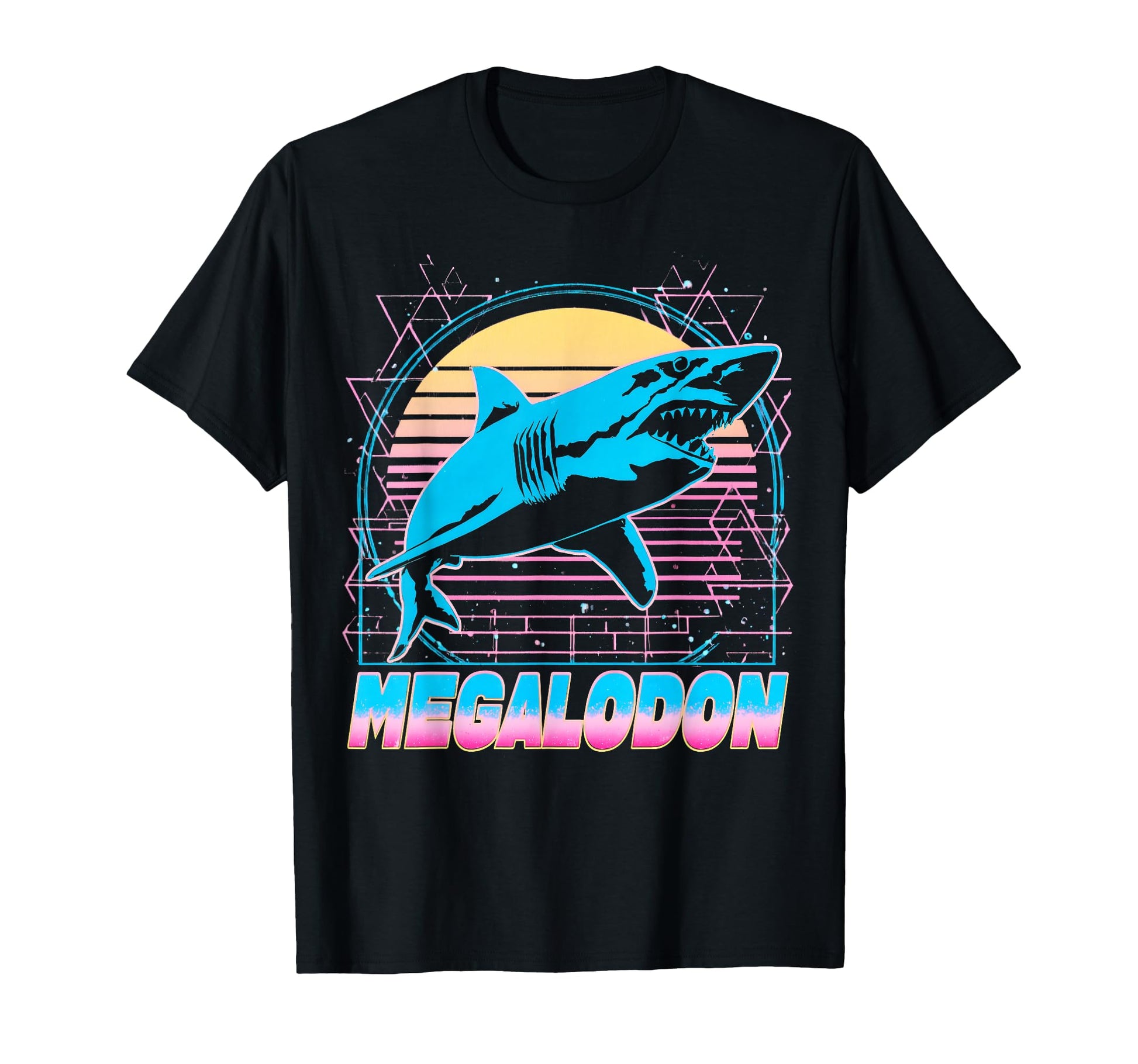 Megalodon Shark Ocean Vaporwave T-Shirt - Fun Novelty Design Men Women - T-Shirt, Sweatshirt, Hoodie