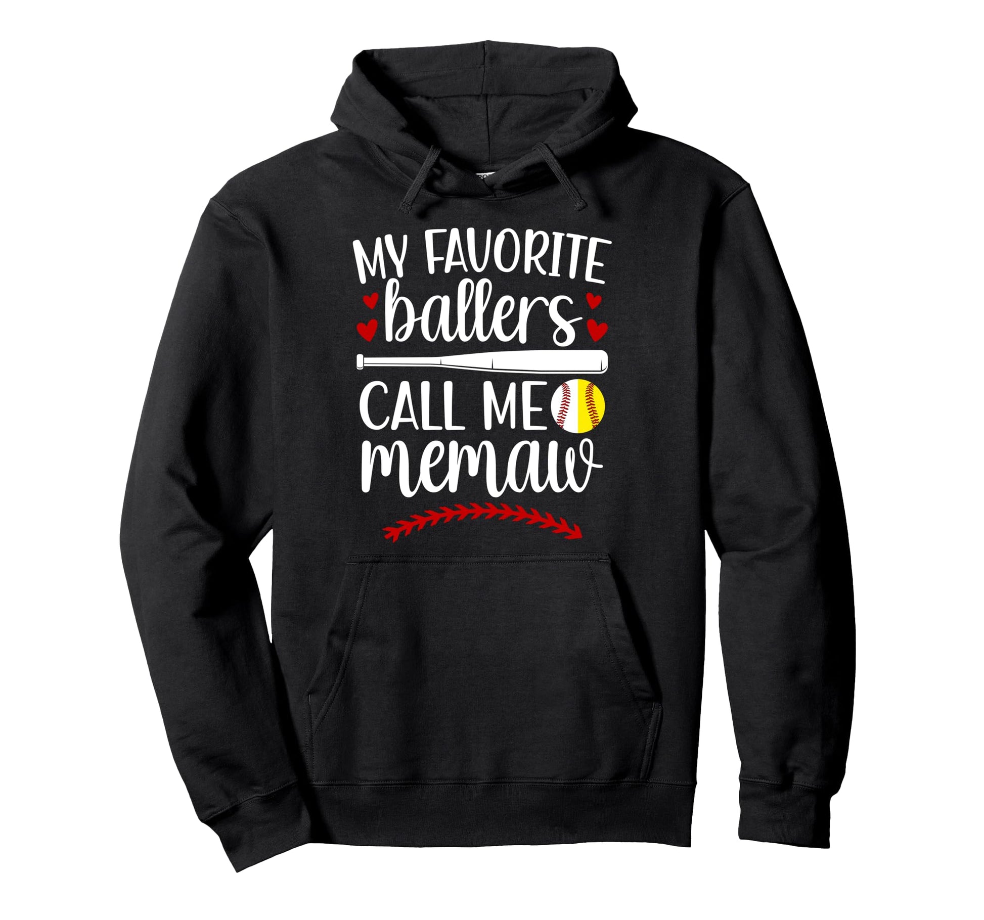 My Favorite Ballers Call Me Memaw Baseball Hoodie - Graphic Print Unisex - T-Shirt, Sweatshirt, Hoodie