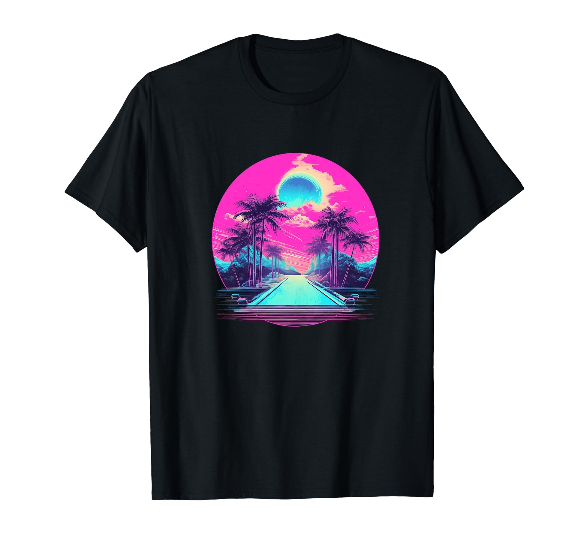 Vaporwave Landscape Aesthetic Art T-Shirt - Fun Novelty Design for Adults - T-Shirt, Sweatshirt, Hoodie
