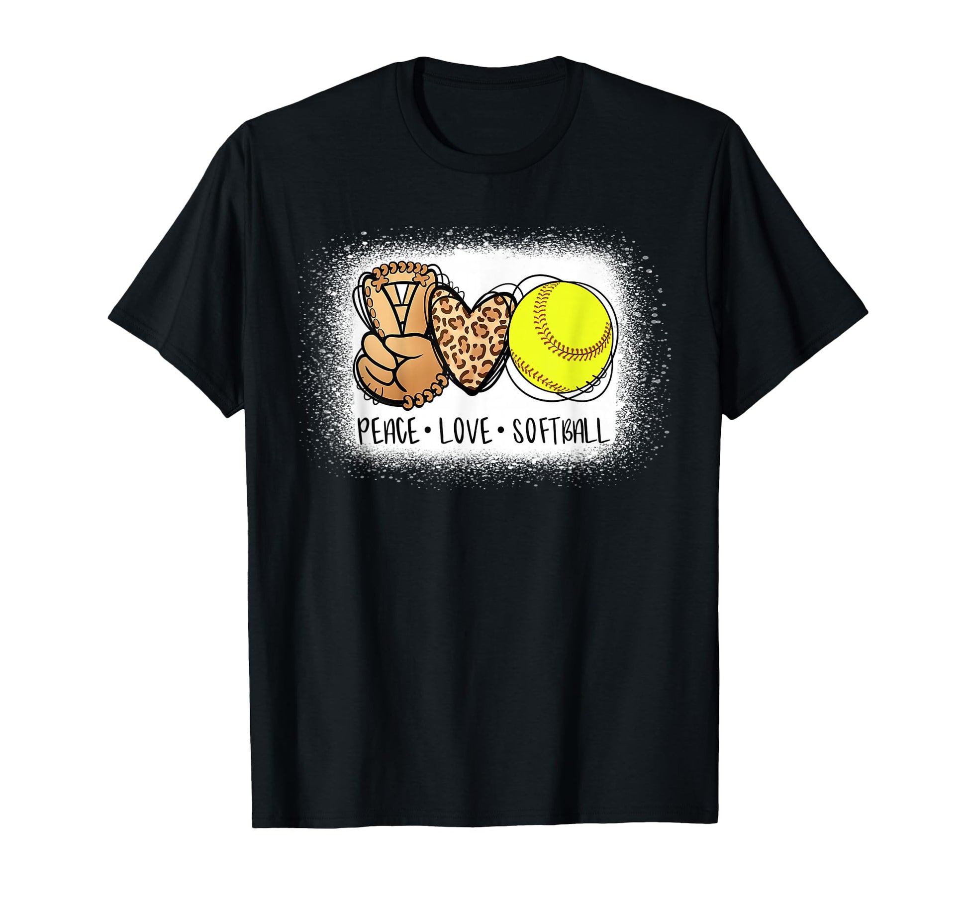 Bleached Peace Love Softball Mom T-Shirt - Casual Everyday Wear Men Women - T-Shirt, Sweatshirt, Hoodie