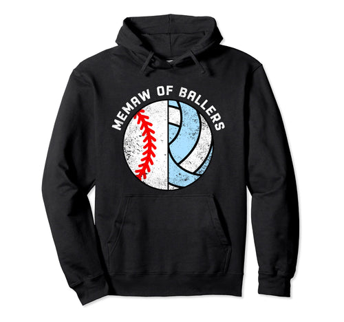 Memaw Ballers Funny Baseball Hoodie - Fun Novelty Design for Adults - T-Shirt, Sweatshirt, Hoodie
