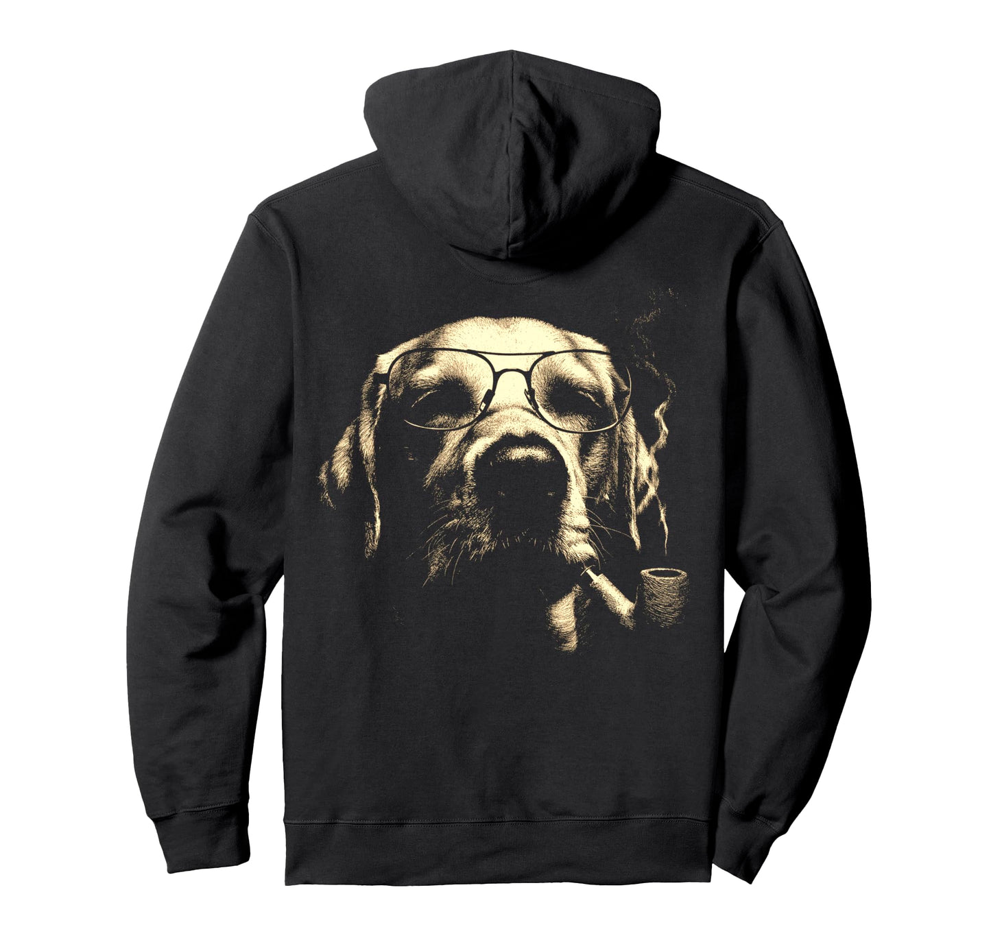 Labrador Retriever Glasses Smoking Pipe Hoodie - Unique Graphic Unisex - T-Shirt, Sweatshirt, Hoodie