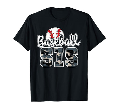 Baseball Sis Sister Family Camo Game T-Shirt - Minimalist Print for Adults - T-Shirt, Sweatshirt, Hoodie