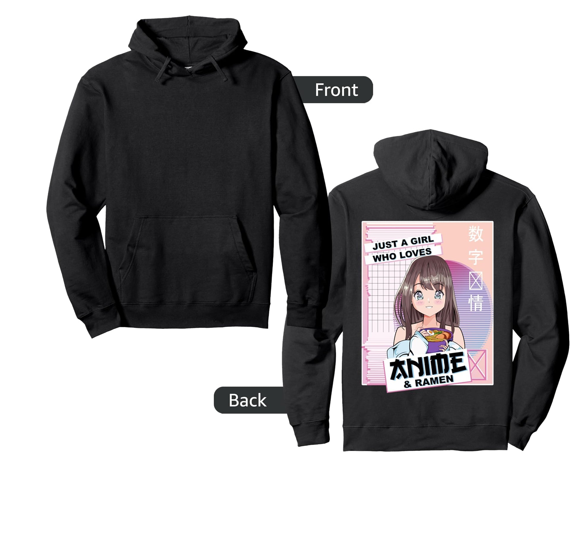 Kawaii Japanese Anime Ramen Vaporwave Hoodie - Trendy Graphic for Adults - T-Shirt, Sweatshirt, Hoodie