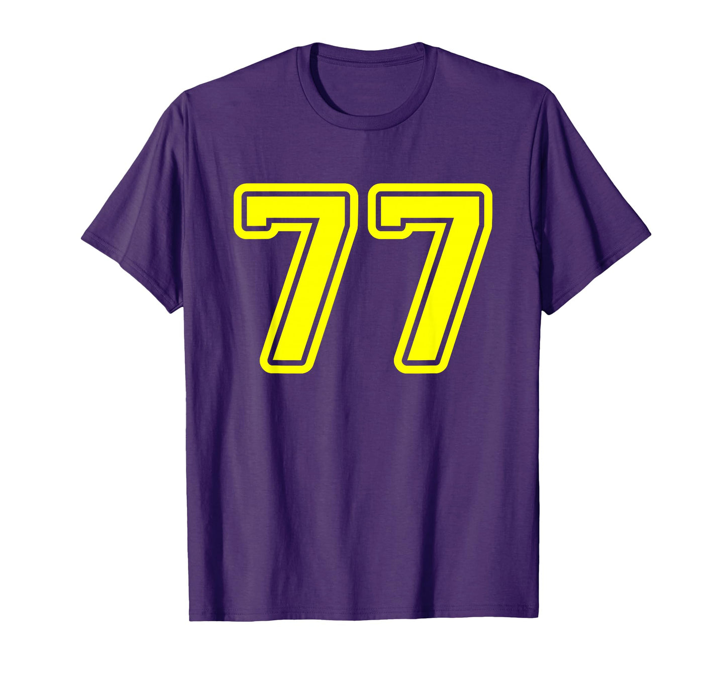 Number 77 Yellow Sports Team Number 77 T-Shirt - Graphic Print Unisex - T-Shirt, Sweatshirt, Hoodie