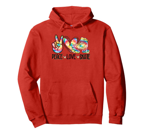 Tie Dye Roller Skating Teen Peace Love Hoodie - Unique Graphic Men Women - T-Shirt, Sweatshirt, Hoodie