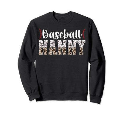 Baseball Nanny Leopard Grandma Sweatshirt - Minimalist Print for Adults - T-Shirt, Sweatshirt, Hoodie