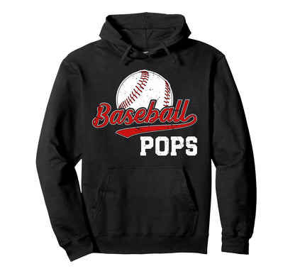 Baseball Pops Grandpa Pops Baseball Hoodie - Casual Everyday Wear Unisex - T-Shirt, Sweatshirt, Hoodie
