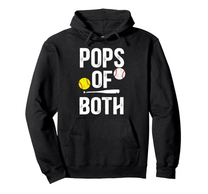 Pops Both Softball Baseball Pops Grandpa Hoodie - Minimalist Print Unisex - T-Shirt, Sweatshirt, Hoodie