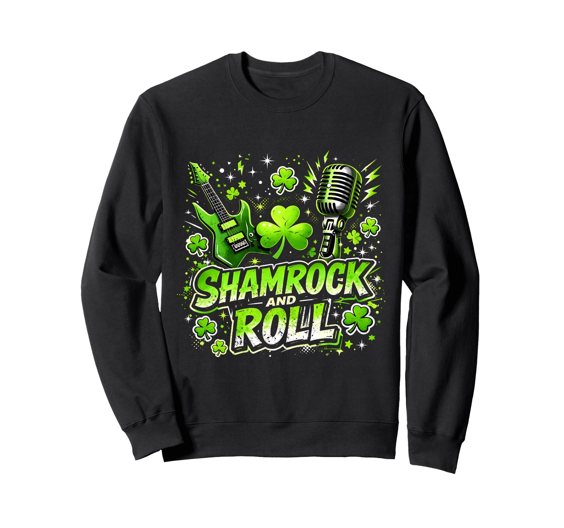 Shamrock And Roll St Patrick Day Sweatshirt - Trendy Graphic Men Women - T-Shirt, Sweatshirt, Hoodie